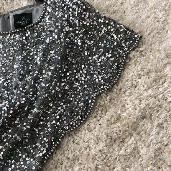 Adrianna Papell silver sequin evening gown - Picture 6 of 7